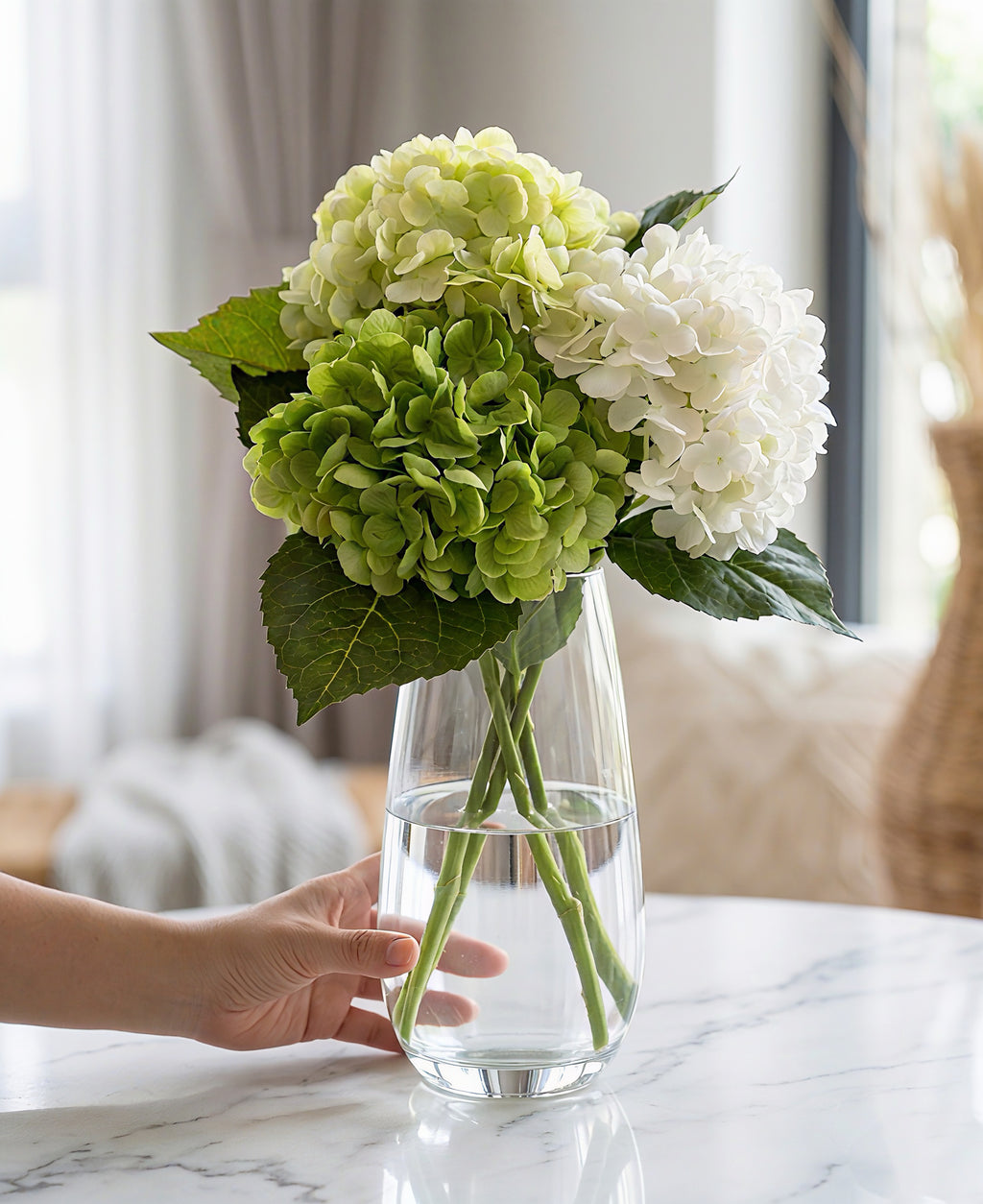 RunaVasto Real Touch Artificial Hydrangea Flowers, Premium Lifelike Faux Hydrangea Bouquets for Cozy Home Decor & Floral Arrangements