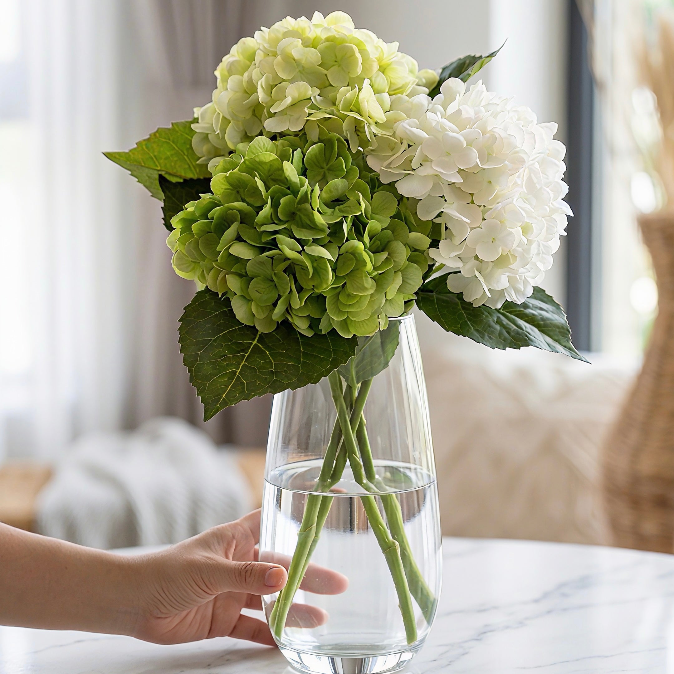 RunaVasto Real Touch Artificial Hydrangea Flowers, Premium Lifelike Faux Hydrangea Bouquets for Cozy Home Decor & Floral Arrangements